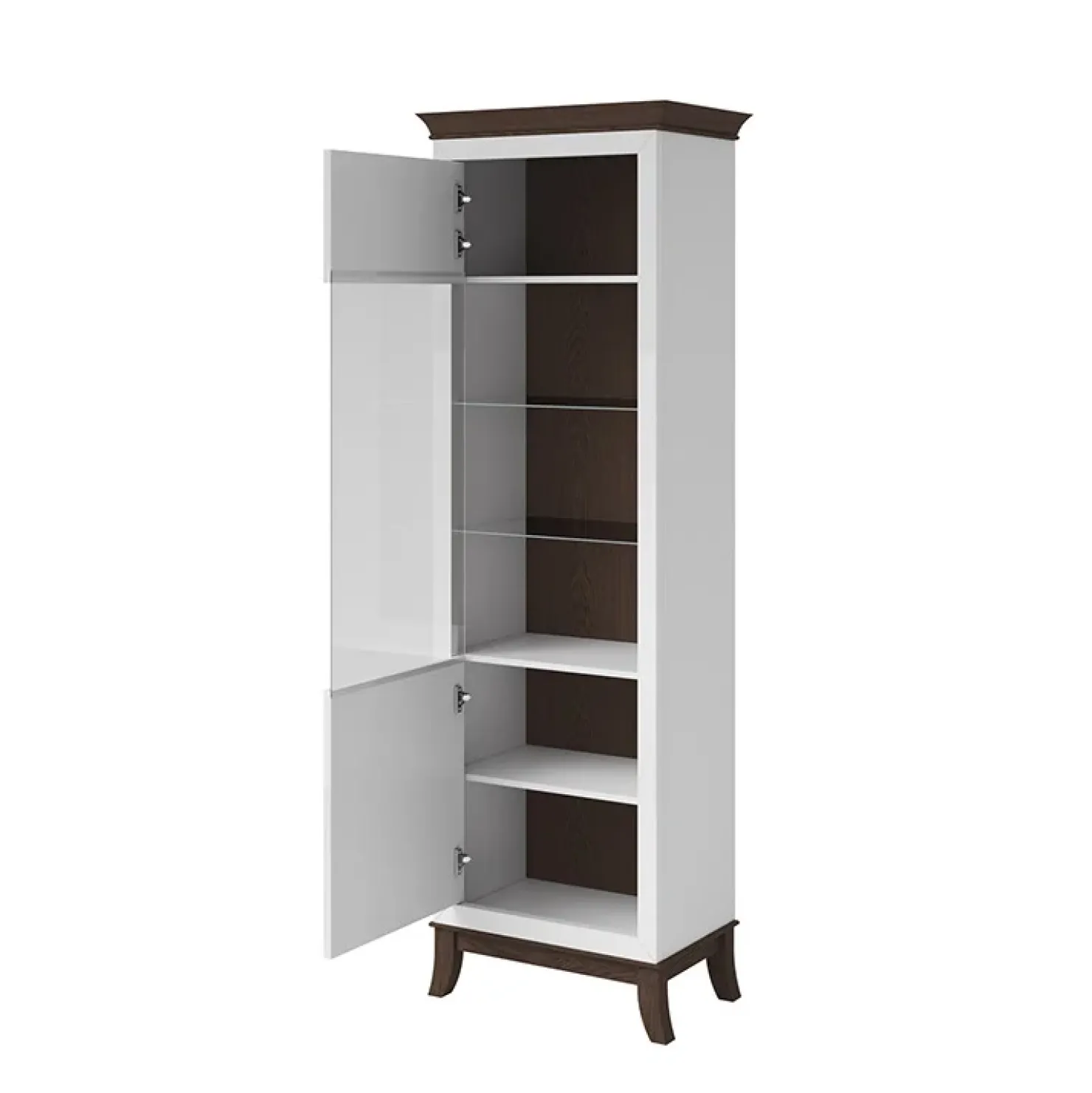 Garnero Arredamenti Vetrinetta 66x207h cm1 anta soggiorno bianco lucido rovere scuro Umag Bianco Lucido - Wengè Online