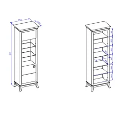 Garnero Arredamenti Vetrinetta 66x207h cm1 anta soggiorno bianco lucido rovere scuro Umag Bianco Lucido - Wengè Online