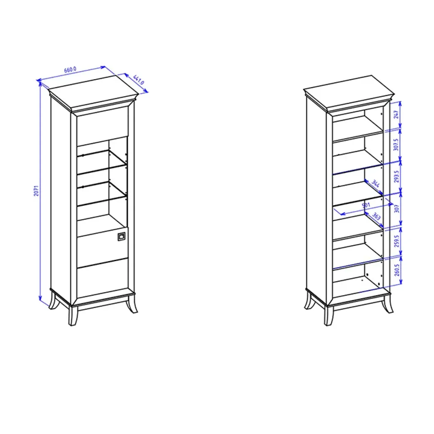 Garnero Arredamenti Vetrinetta 66x207h cm1 anta soggiorno bianco lucido rovere scuro Umag Bianco Lucido - Wengè Online