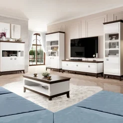 Garnero Arredamenti Vetrinetta 66x207h cm1 anta soggiorno bianco lucido rovere scuro Umag Bianco Lucido - Wengè Online