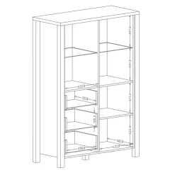 Garnero Arredamenti Vetrinetta 101x146h cm industrial 2 ante 3 cassetti rovere nero Nebraska Rovere - Nero opaco Hot