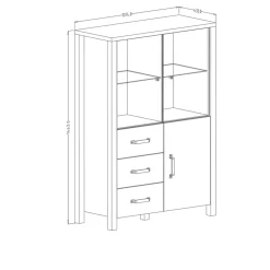 Garnero Arredamenti Vetrinetta 101x146h cm industrial 2 ante 3 cassetti rovere nero Nebraska Rovere - Nero opaco Hot