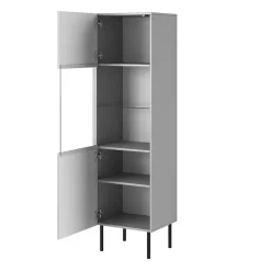 Garnero Arredamenti Vetrinetta 50x180h cm moderna soggiorno grigio chiaro nero Cadice