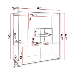 Garnero Arredamenti Vetrinetta 100x107h cm moderna  soggiorno bianco Corale Bianco Lucido Discount