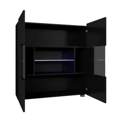 Garnero Arredamenti Vetrinetta 100x107h cm moderna soggiorno nero Corale Nero Lucido New
