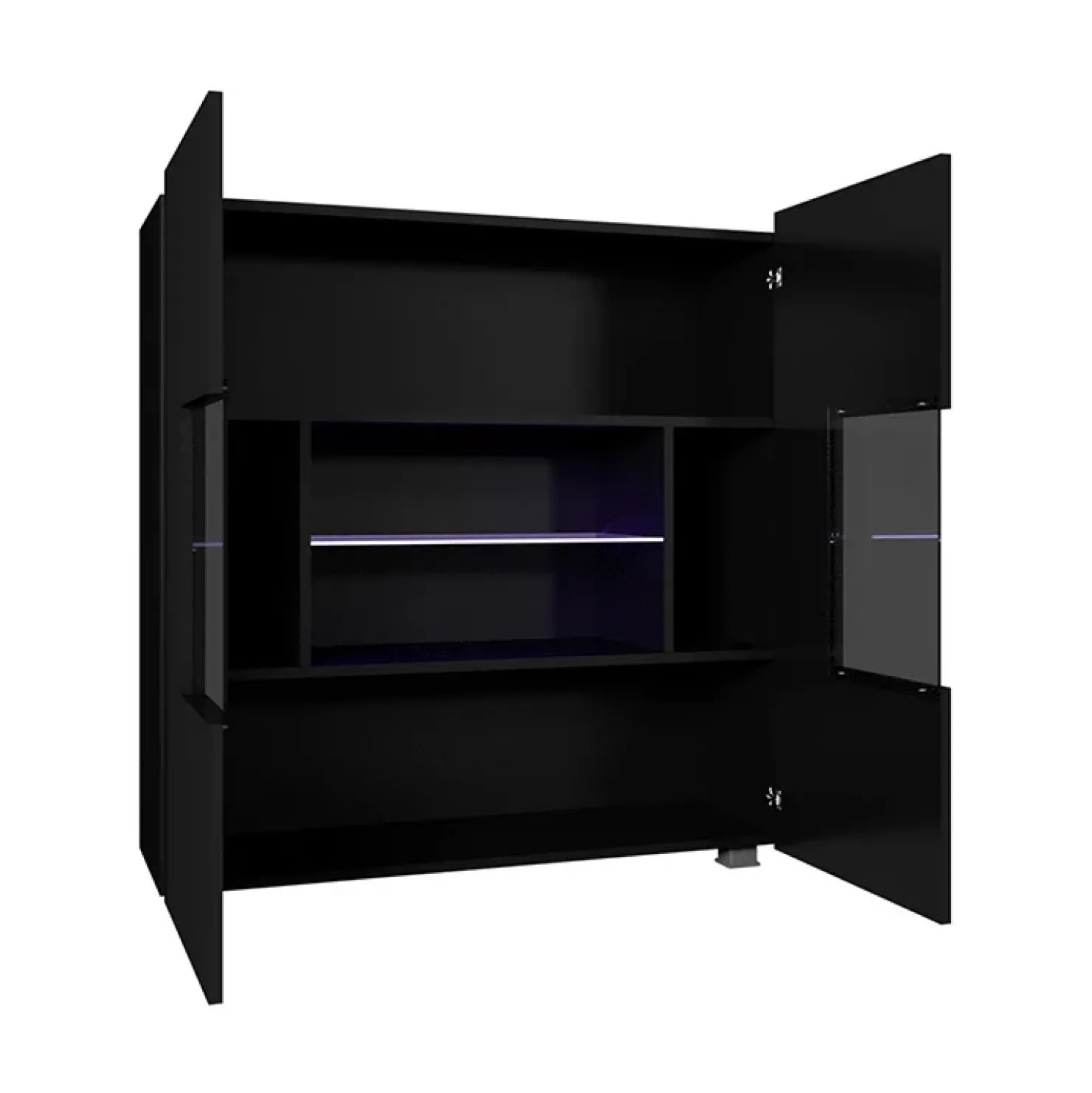 Garnero Arredamenti Vetrinetta 100x107h cm moderna soggiorno nero Corale Nero Lucido New