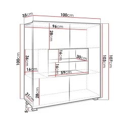 Garnero Arredamenti Vetrinetta 100x107h cm moderna soggiorno nero Corale Nero Lucido New