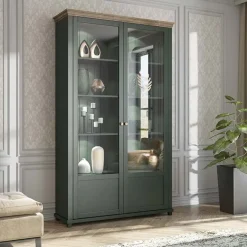 Garnero Arredamenti Vetrinetta 126x200h cm soggiorno moderna quercia Texel Verde Discount