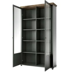 Garnero Arredamenti Vetrinetta 126x200h cm soggiorno moderna quercia Texel Verde Discount