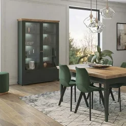 Garnero Arredamenti Vetrinetta 126x200h cm soggiorno moderna quercia Texel Verde Discount